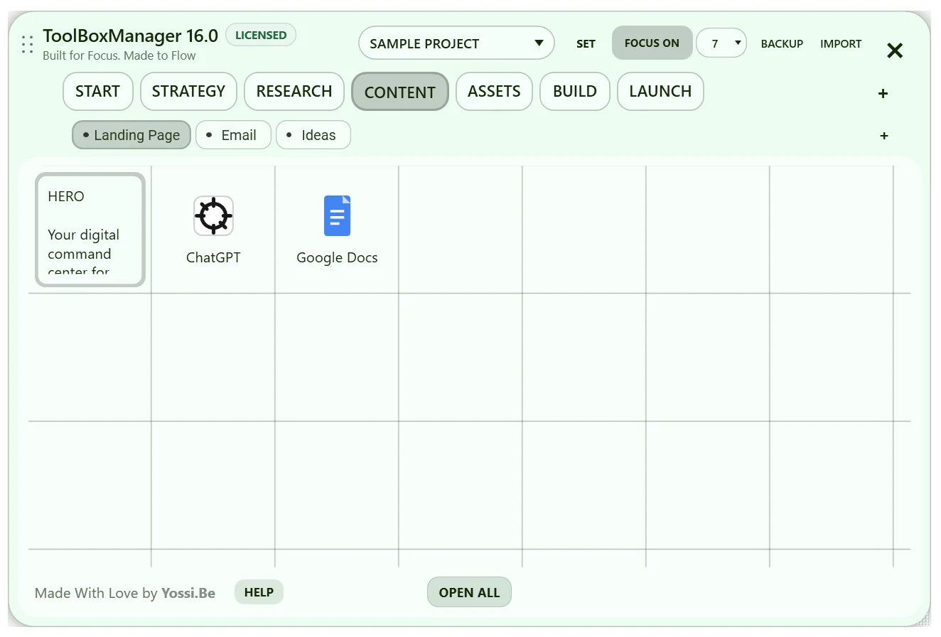 ToolBoxManager V16 screen related to Create a Note from selected browser text